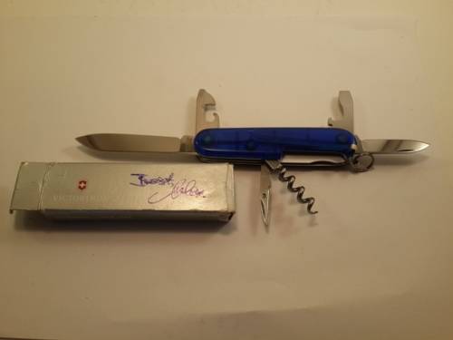 Victorinox Swiss Army Knife - Spartan Translucent Blue Scales Good Condition with logo