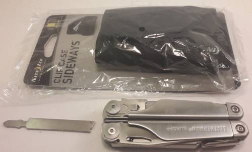 Leatherman Surge with Sideways Belt Niteize nylon Pouch.