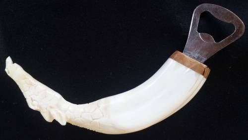 Warthog Tusk Carved Giraffe bottle opener