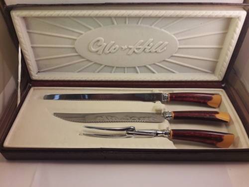 VINTAGE Glo and Hill GH Bakelite Three Piece Carving Set Made in Canada in box