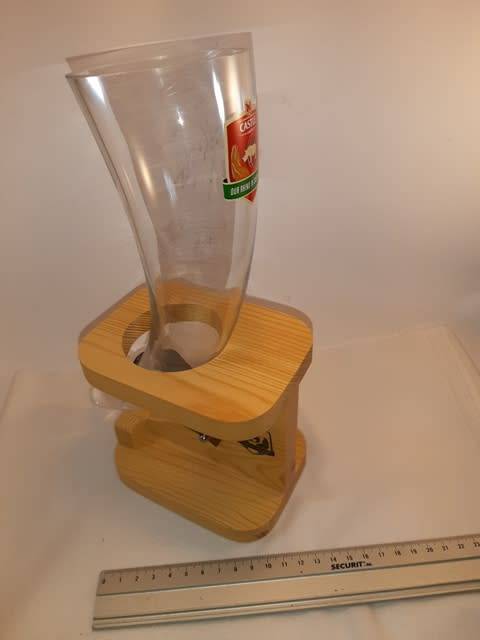 Castle Lager Save the Rino Glass Horn shaped in wooden stand