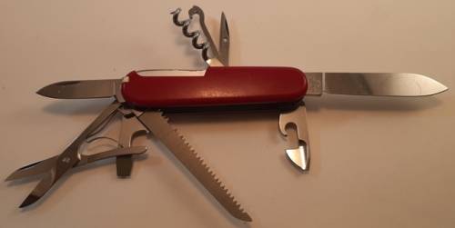 Victorinox - Huntsman with Red Scales Fluke Lanmeter Logo