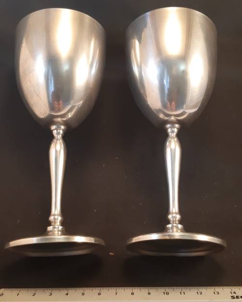 Silver Plated Goblets two pc H16.5 CM  W 7 CM
