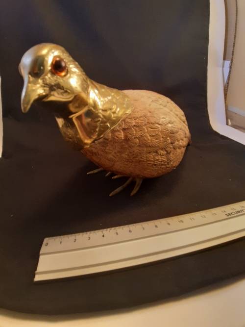 Dove carved stone  ? with Brass head and Claws Hight 13.5 cm length 26.5