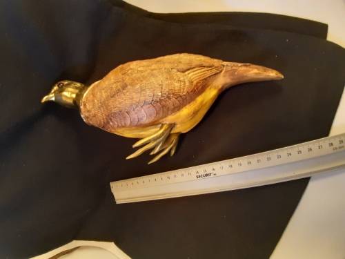 Dove carved stone  ? with Brass head and Claws Hight 13.5 cm length 26.5