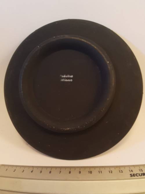 Small handmade  Decorative Plate size 16 cm Black with Red Milazzo