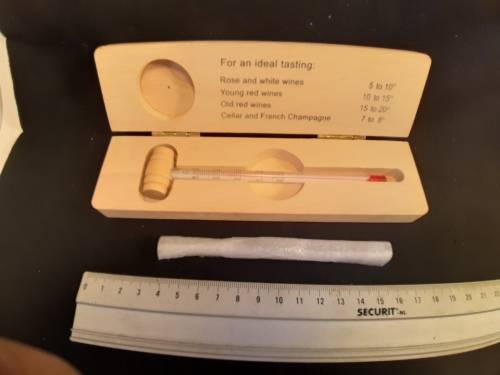 Wine tasting thermometer in wooden box