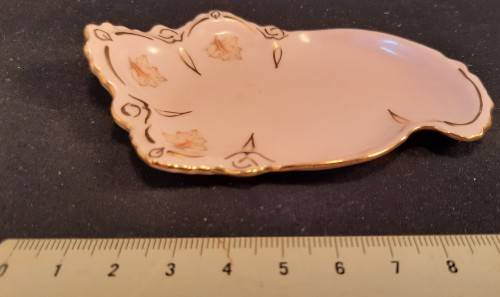 Spoon Rest Original Rosa Porcelain Gold rim made in Czechia size  length 9 cm breath 8cm