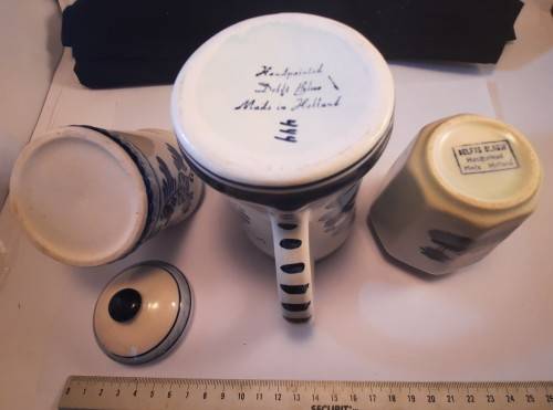 Delft Blue Pen or tea spoon Holder small beer mug  Salt box with lid