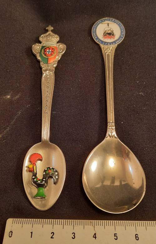 Collectable  Spoons with Chicken inlay Portugal and  Huis en Haard .Hearth and Home