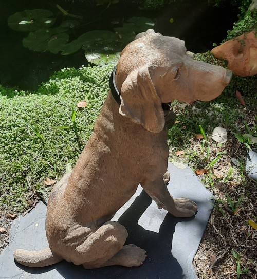 Hand Crafted Dog figurine Sitting Weimarana Hight 39 cm Hand Painted restored
