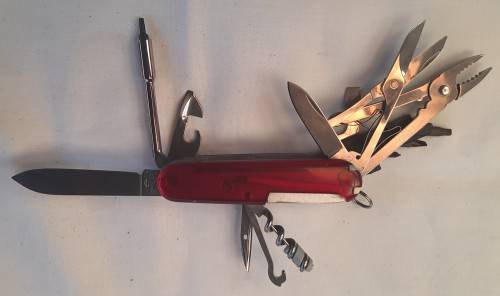 Victorinox -Cybertool-34  Swiss Army Knife Red Translucent scales