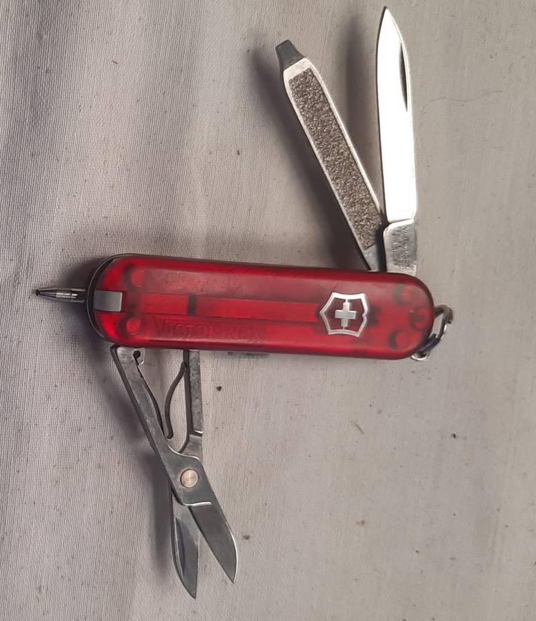 Swiss Army Knife .Victorinox- Classic  SD Red Translucent Scales  58 mm with pen