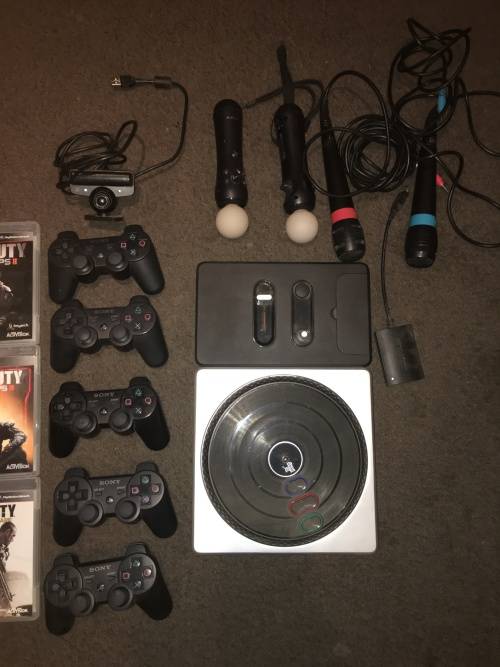 Various PS3 Games, Remotes, DJ Hero, Sing Stars and Move.
