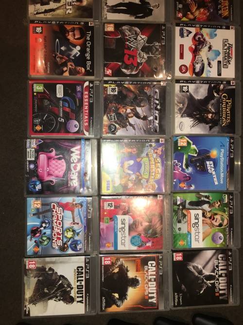 Various PS3 Games, Remotes, DJ Hero, Sing Stars and Move.