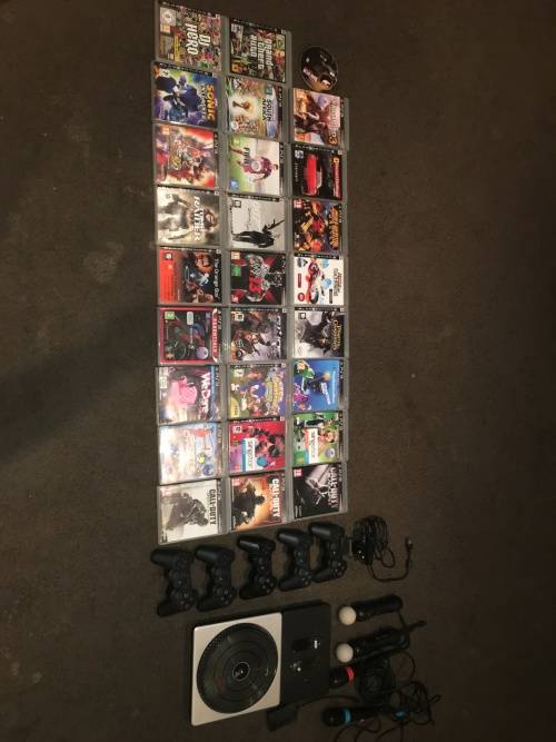 Various PS3 Games, Remotes, DJ Hero, Sing Stars and Move.