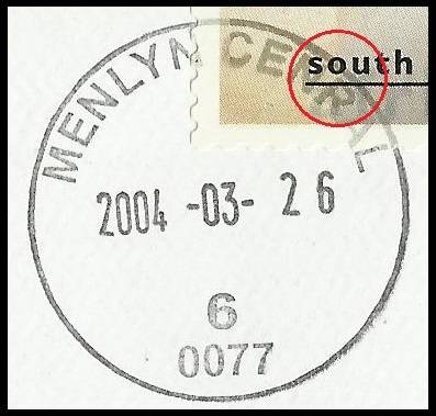 VIRTUAL TRIAL STAMP, 2004 - A FINE EXAMPLE WITH ERROR "MENLYN CENRAL" CANCEL!