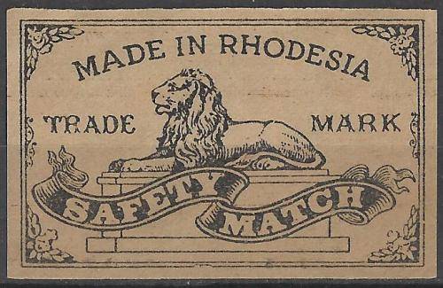 RHODESIA - VINTAGE MATCH BOX LABEL AS ILLUSTRATED.