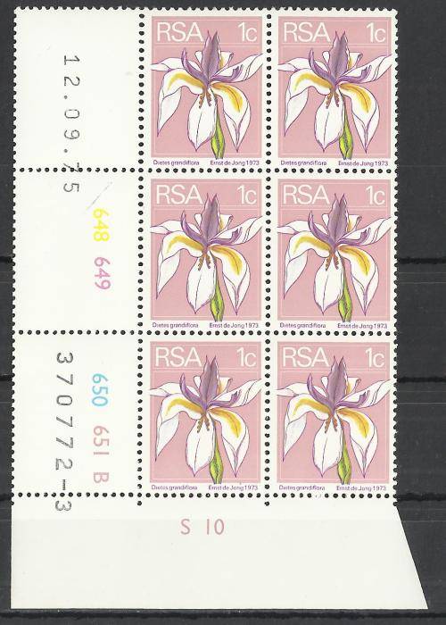 RSA - (MNH) 2nd DEFINITIVE ISSUE 1c CONTROL - "B" 12.09.75