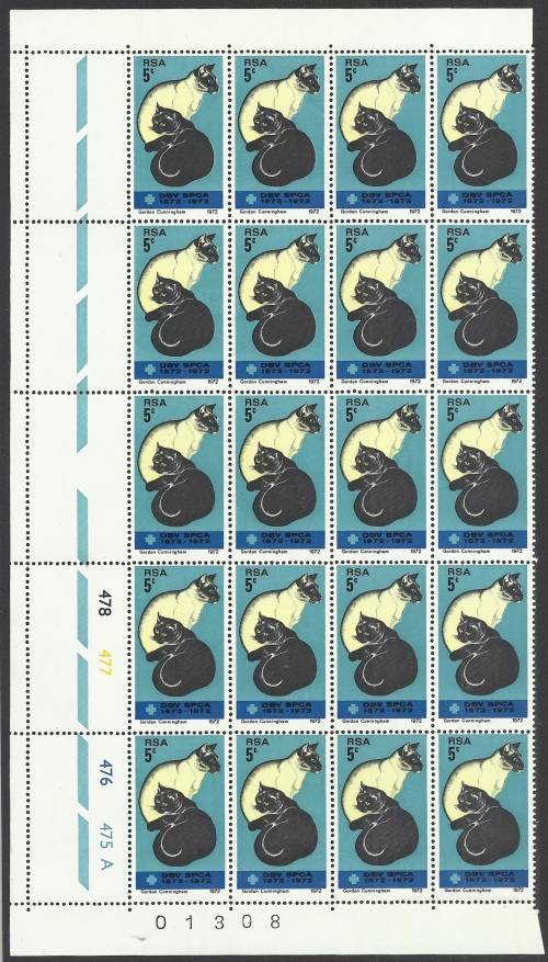 RSA - (MNH) 1972 SPCA ISSUE - EXTENDED "A" CONTROL.