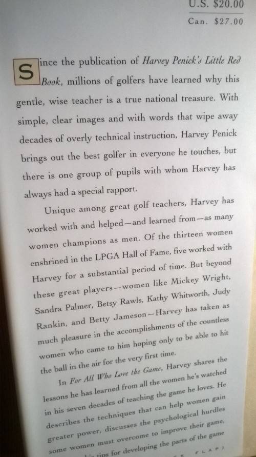 FOR ALL WHO LOVE THE GAME - Lessons and Teachings for Women - Harvey Penick