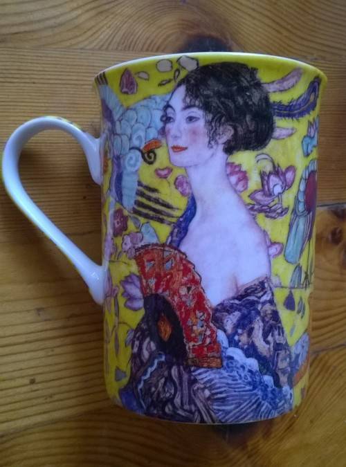 KLIMT'S LADY WITH FAN COFFEE MUG - STECHCOL FINE CHINA