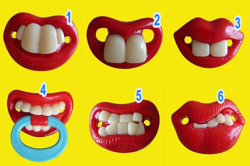 Funny Pacifier, Novelty Dummy - lips and teeth - Assorted