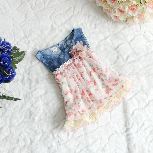 Denim floral blouse 12 - 24 months