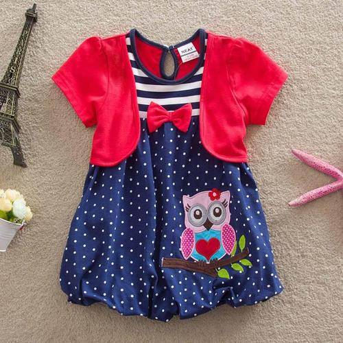 Owl "bubble" hem dress  5-6 years