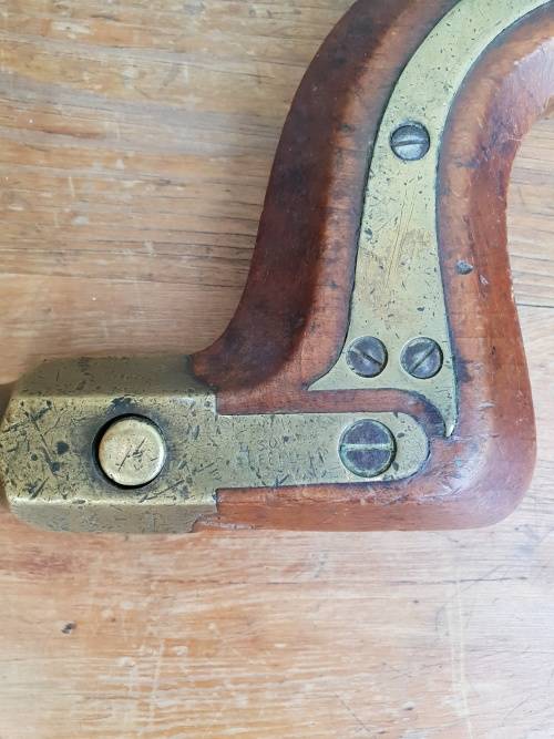 Antique wood and brass brace drill