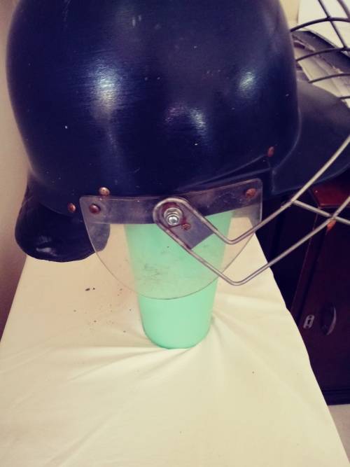 OLD SOUTH AFRICAN RAILWAY POLICE RIOT HELMET EARLY TYPE