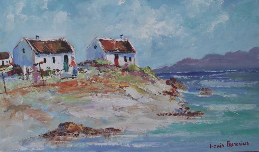 FISHERMANS COTTAGES ON THE HILL(520mm x 300mm)