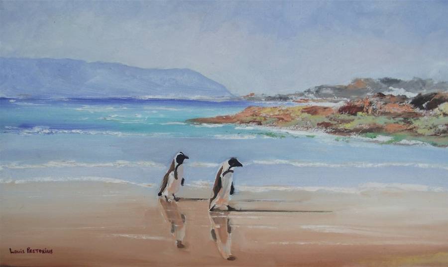 BEACH PATROL (oil on stretched canvas: 600mm x 340mm )