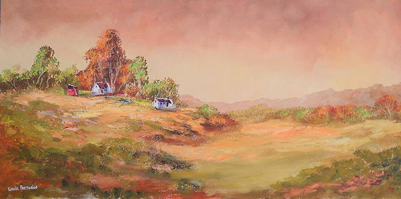 Louis Pretorius  >>Autumn  Cottages (Big Painting)