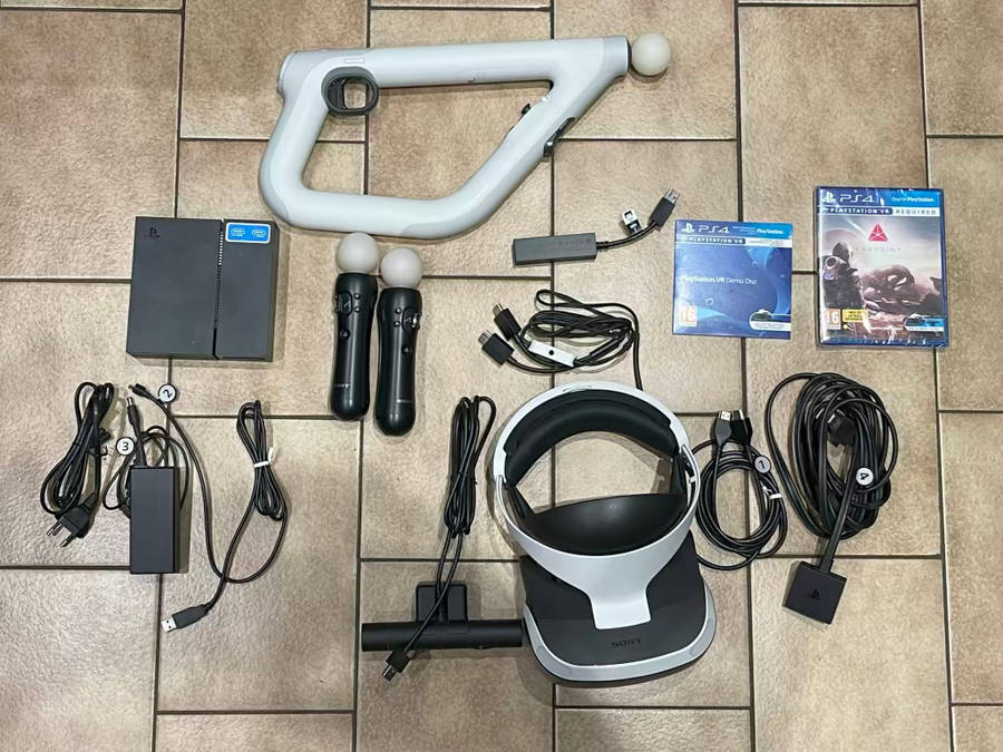Sony Playstation VR PSVR1 - Headset, bundle with Motion Controller + Aim Controller (PS5 Adapter)