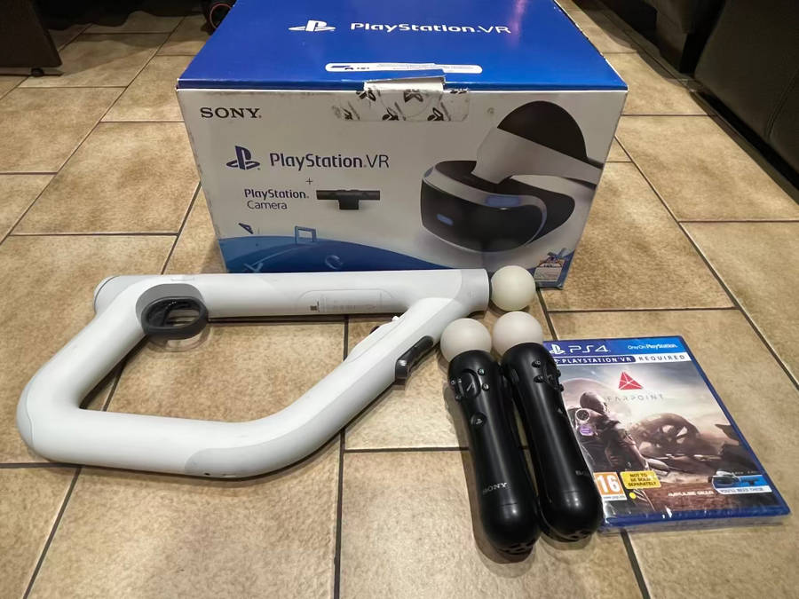Sony Playstation VR PSVR1 - Headset, bundle with Motion Controller + Aim Controller (PS5 Adapter)