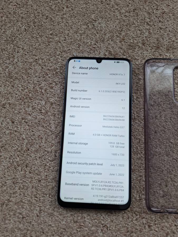 Honor X7a 128gb Dual Sim WITH GOOGLE.  Excellent condition