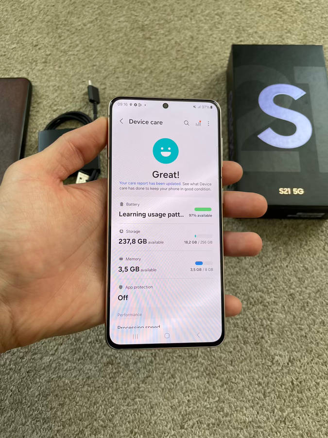 Samsung S21 5G 256gb Dual SIM phantom violet with box and cover