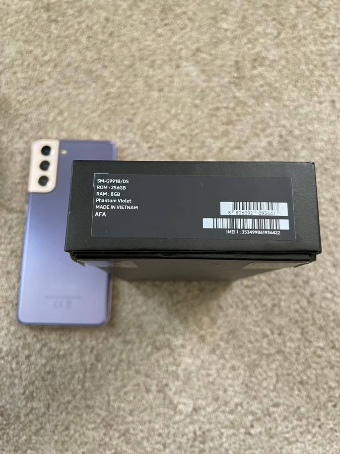 Samsung S21 5G 256gb Dual SIM phantom violet with box and cover