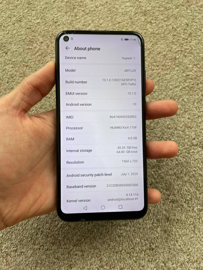Huawei Y7p 64gb 4gb ram single sim