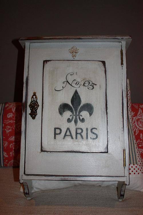 ANTIQUE BATHROOM or KITCHEN CABINET GIVEN A FRENCH PROVINCIAL SHABBY CHIC LOOK