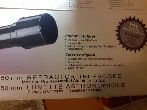 Power Seeker 50mm telescope complete NEW with various lenses etc.
