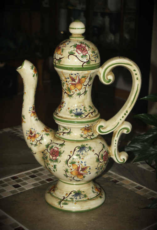 Vintage Capodimonte large handled urn vase with lid -made in Italy - no damage 500x300mm