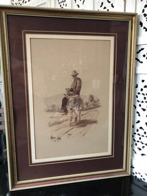 INVESTMENT ART!! MALACHI SMITH (1948-2012) SA ARTIST ORIGINAL LARGE SKETCH - SIGNED AND FRAMED