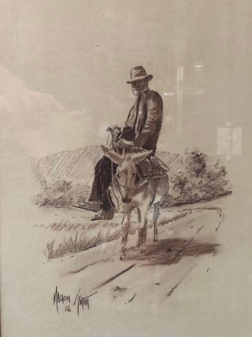 INVESTMENT ART!! MALACHI SMITH (1948-2012) SA ARTIST ORIGINAL LARGE SKETCH - SIGNED AND FRAMED