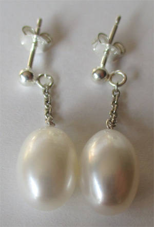 925- Sterling Silver  and F.W. Pearl Drop Earrings