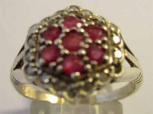 925 Sterling Silver Genuine Rubies and Diamonds Ring