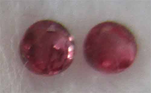 Genuine Rubies  2 pieces Round facet  cut  T. W.  0.11 ct.price/piece