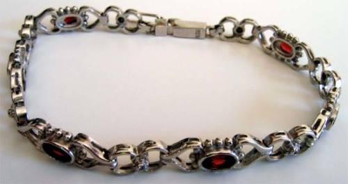 925 -Sterling Silver and Genuine Garnets Bracelet