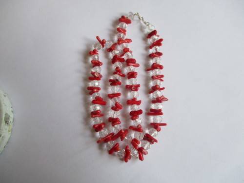 Crystal and Red Coral Necklace
